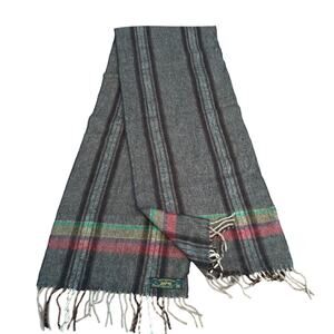 Vintage Foxford Woolen Mills Made in Ireland Gray 100% Lambs Wool Fringe Scarf